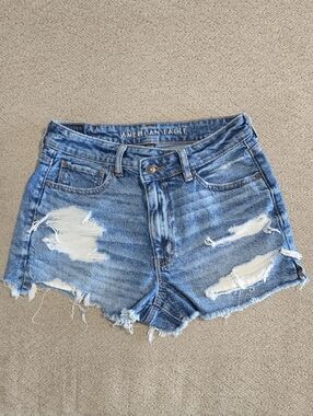 American Eagle Asymmetrical Waistband Mom Short Distressed Jean Shorts - Size 6